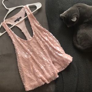 Pink Sequin Tank Top Foreign Exchange size small